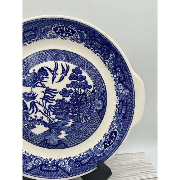 VTG Willow Ware by Royal China Blue Cake Plate Serving Platter With Handles 11” - Picture 4 of 8